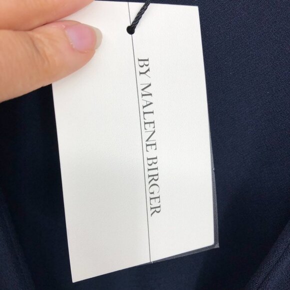 NWT  Malene Birger Night Blue Short sleeve V-Neck Qizi Midi Wrap Dress Size XS - Picture 7 of 16